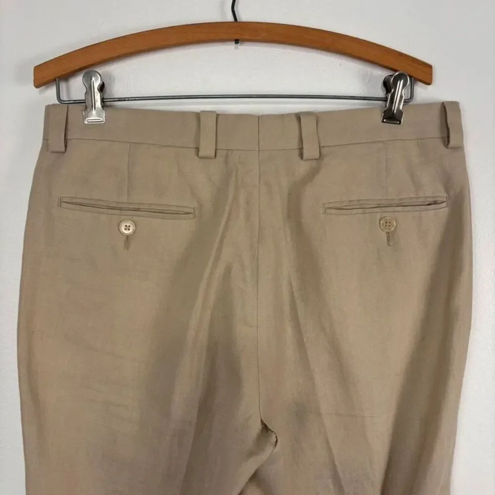 Calvin Klein Mens 3 Piece Linen Suit Beige Tan 38R Pants 32R Blazer Vest Trouser